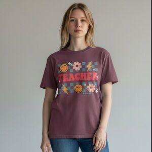 Simply Sage Market Women's Retro Teacher Checkered Short Sleeve Garment Dyed Tee